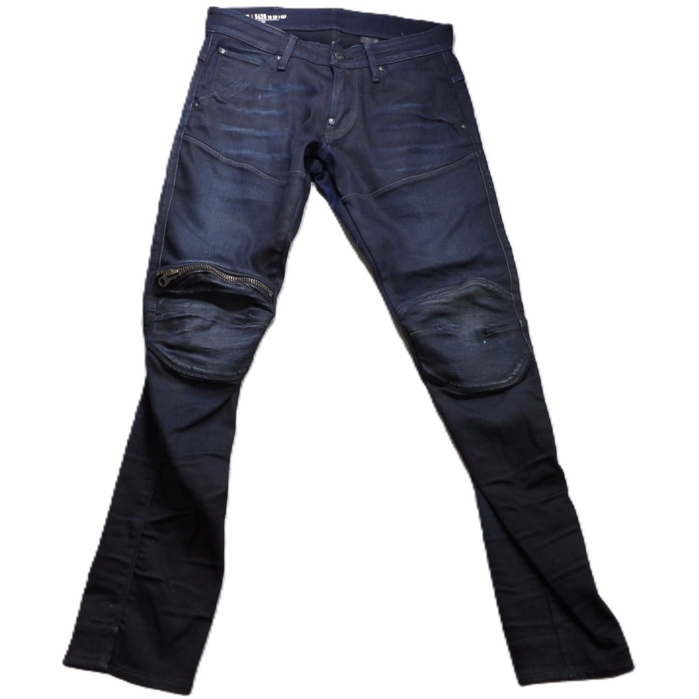 G-Star RAW 5620 3D Zip Knee Skinny Jeans Dark Blue Denim Pants W29xL30 Men Biker